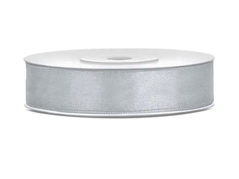 Saténová stuha stříbrná 12 mm x 25 m