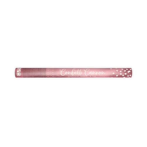 Vystřelovací konfety metalická srdíčka rose gold - 60 cm