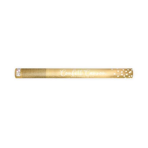 Vystřelovací konfety metalická srdíčka zlatá - 60 cm