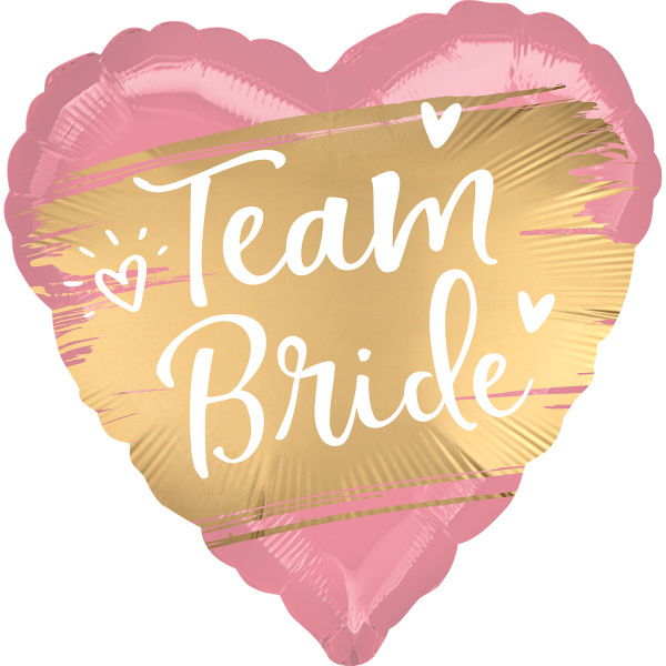 Foliový balonek srdce saténové Golden - Team Bride 43 cm