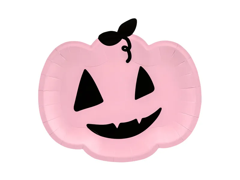 EKO Papírové talíře Halloween - dýně - růžové 25 cm
