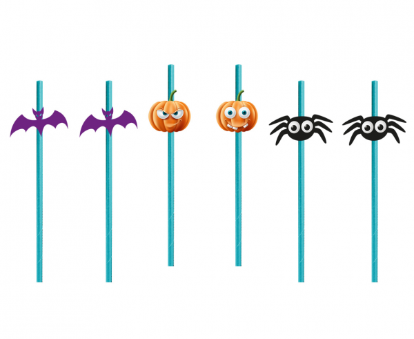Papírová brčka Halloween - Trick or treat 6 ks