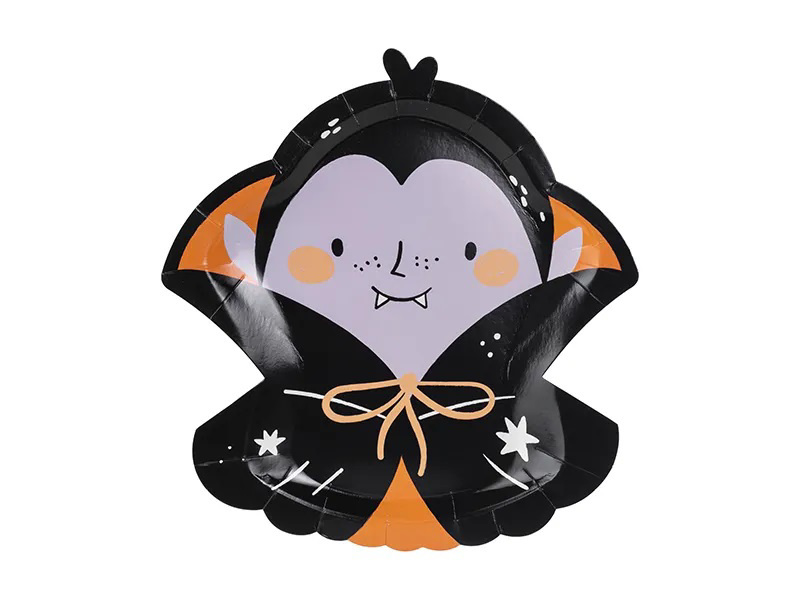 EKO Papírové talíře Halloween - roztomilý Drákula - 23x25 cm
