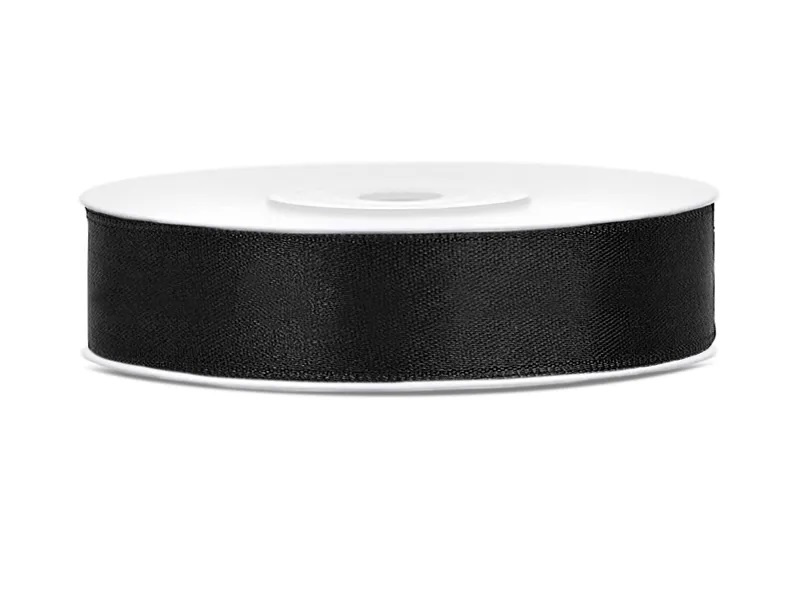 Saténová stuha černá 12 mm x 25 m