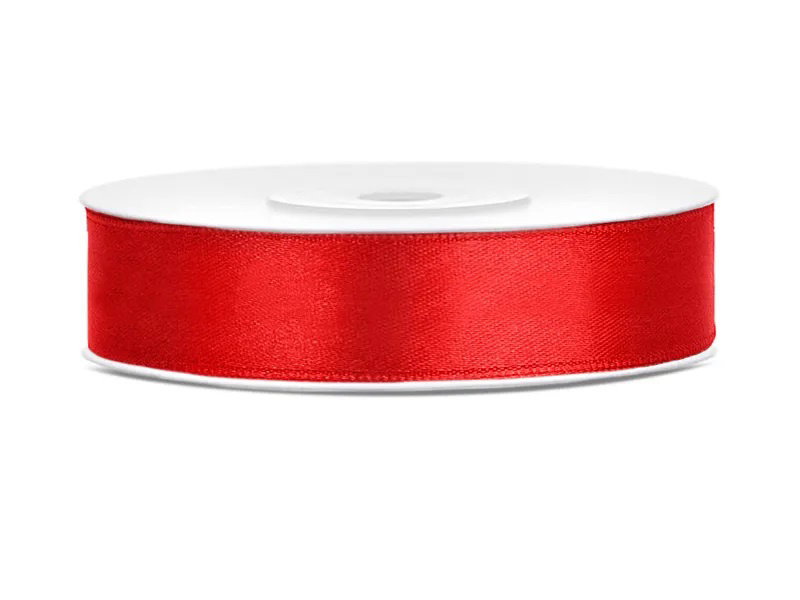 Saténová stuha červená 12 mm x 25 m