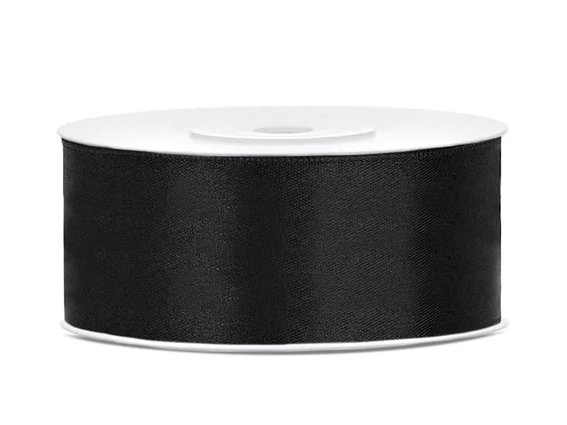 Saténová stuha černá 25 mm x 25 m